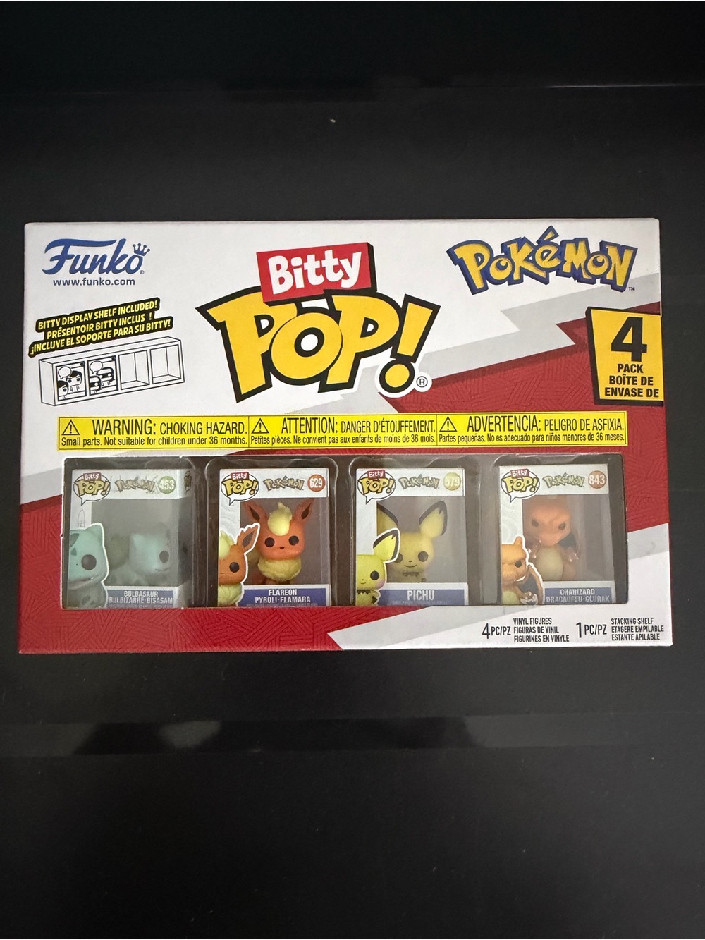 Funko Bitty Pop! Pokémon 4-Pack Sealed - Charizard Bulbasaur Pichu Flareon